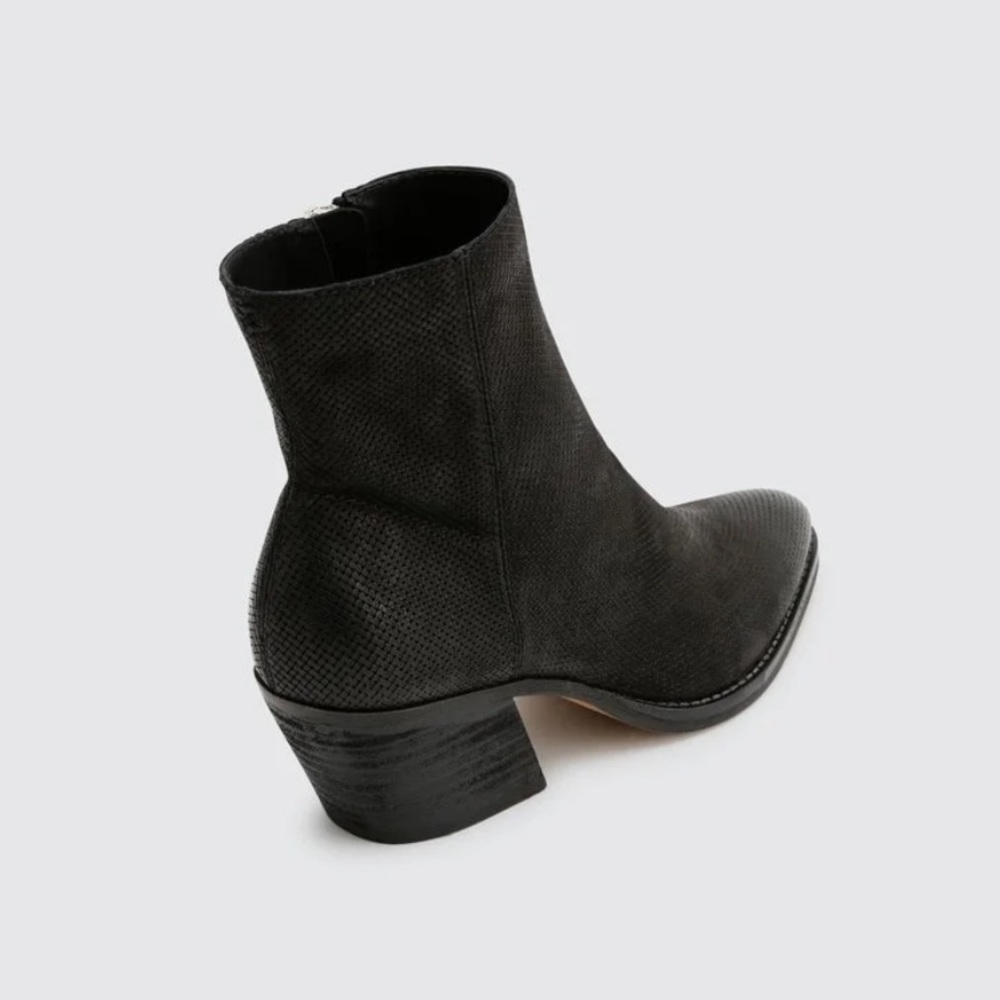 Dolce Vita Perforated Booties Black 8 Ankle Boots Block Heel Zip Up - Picture 4 of 9